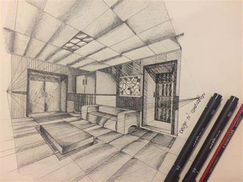 2 point perspective drawing interior design|Two.